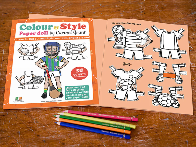 Sports Star Paper Doll  Colouring Book - Designed and Made in Co Waterford - Image 4